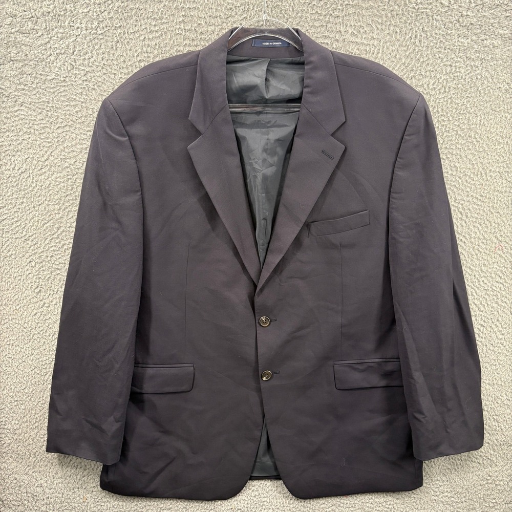 Lauren Ralph Lauren Blazer Mens 46R Navy Blue Wool Blend Two Button Sport Coat